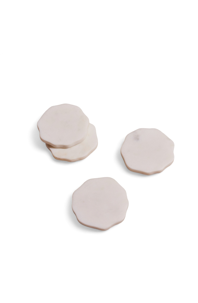 Meso Goods Flor Marble Costers - Set of 4, Main, color, White