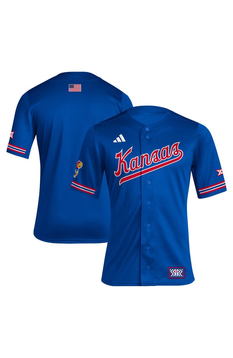 adidas Men's adidas Royal Kansas Jayhawks Reverse Retro Replica Baseball Jersey, Main, color, Royal
