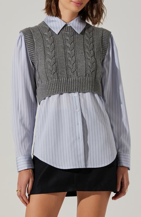 Flannery Mixed Media Layered Sweater