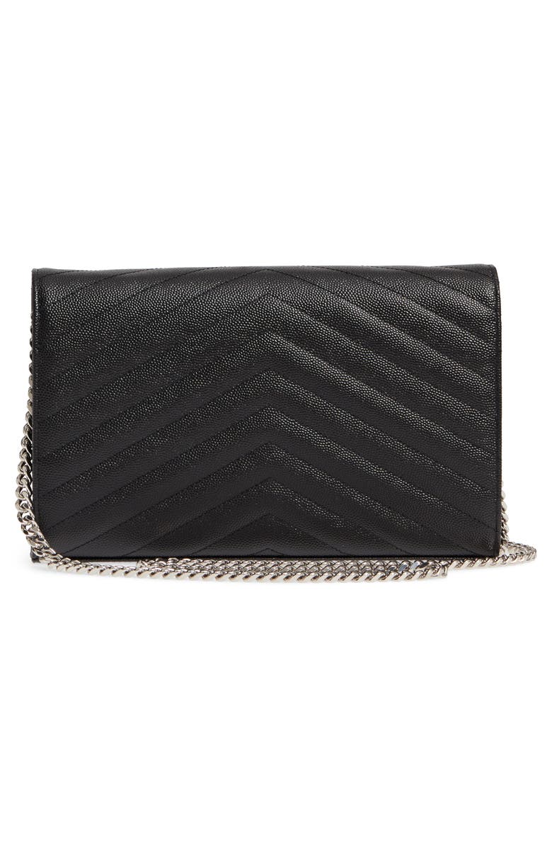 Saint Laurent Cassandre Matelassé Leather Wallet on a Chain, Alternate, color,