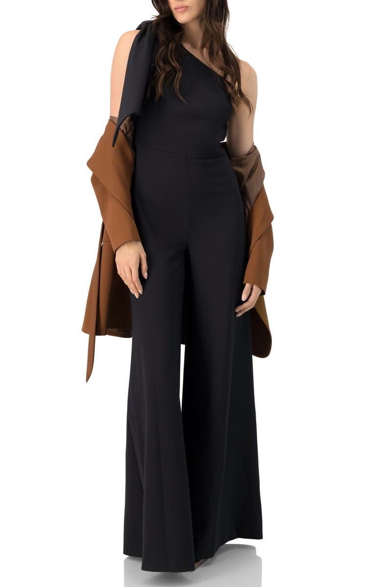 IVONNE One-Shoulder Wide-Leg Jumpsuit, Alternate, color, Black