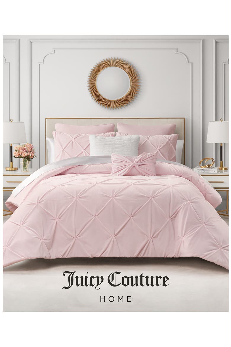 Kiss 5-Piece Pleat Plush Comforter Set, Alternate, color, PALE PINK