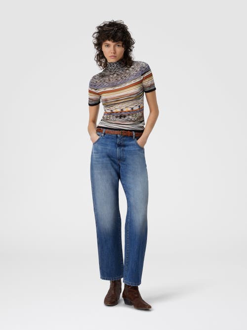 Missoni Mock Neck Sweater In Striped Knit In Multi