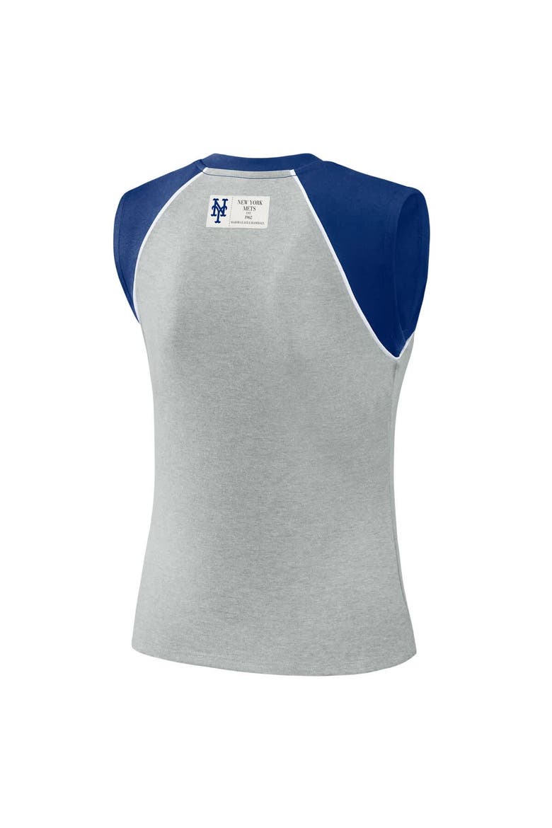 Women's WEAR by Erin Andrews  Heather Gray New York Mets Cropped Raglan Tank Top, Alternate, color, Heather Gray