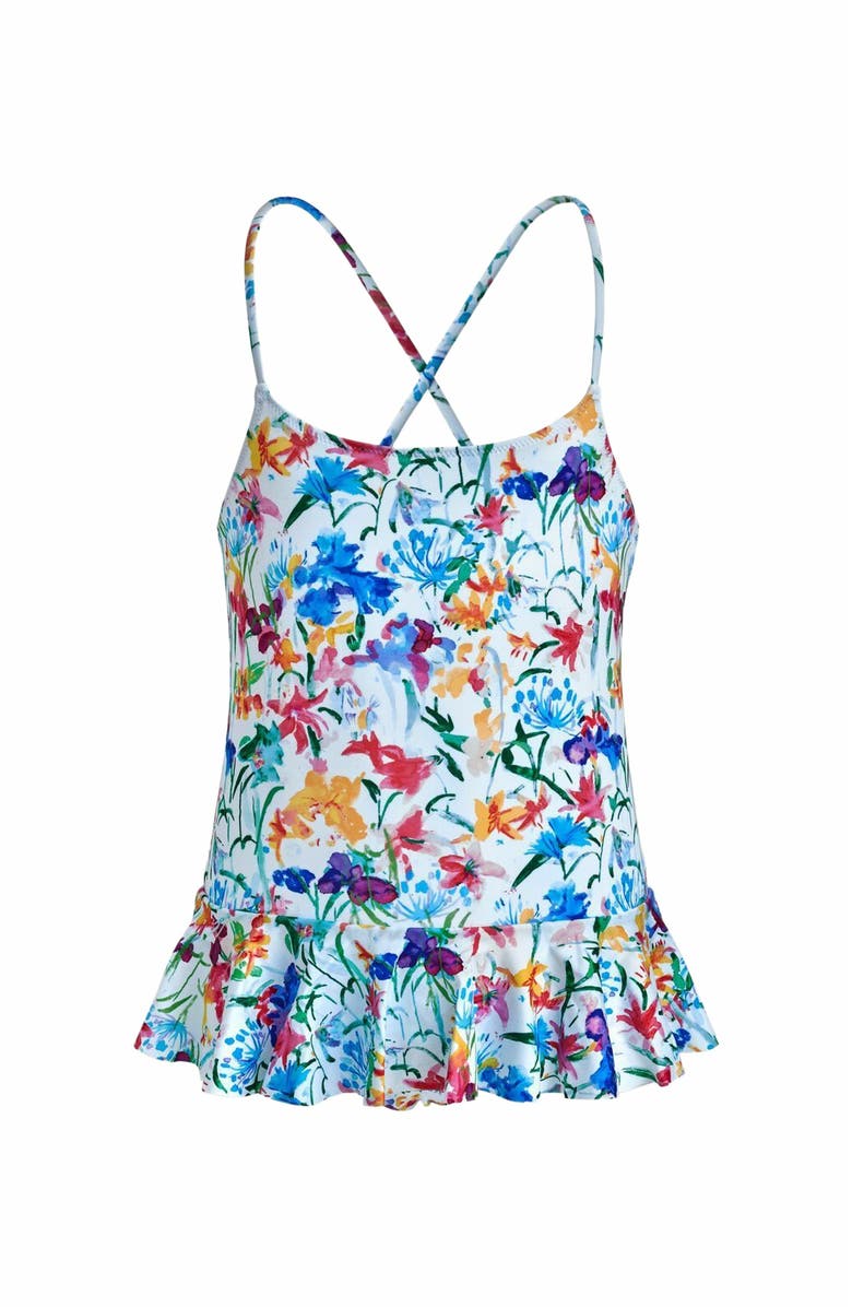Vilebrequin Kids' Happy Flowers Skirt One-Piece Swimsuit, Main, color,