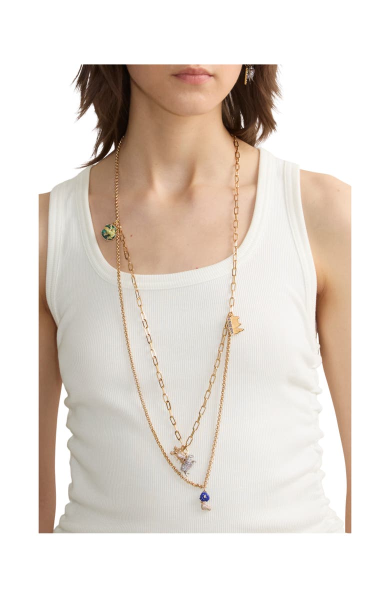 Burberry Charm Double Layer Necklace, Alternate, color, Gold/Multicolour