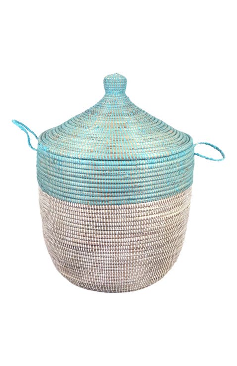 Dou Lid Storage Basket Two-Tone Low Storage