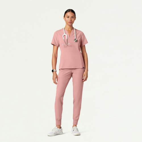 Jaanuu 2-pocket Tailored V-neck Scrub Top In Pink