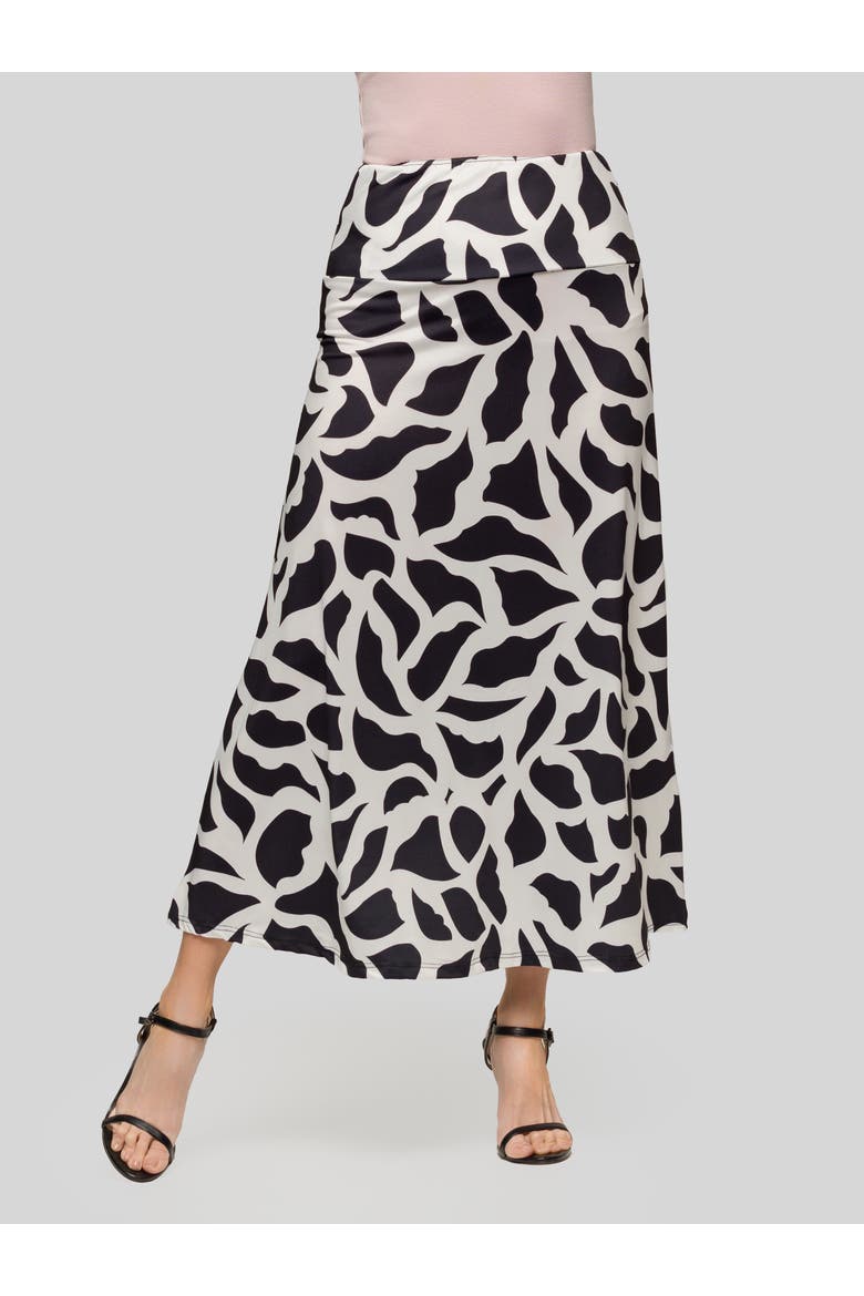 Print Elastic Waist A-LINE Maxi Skirt, Main, color, Black Multi