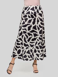 24seven Comfort Apparel Print Elastic Waist A-LINE Maxi Skirt