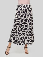 24seven Comfort Apparel Print Elastic Waist A-LINE Maxi Skirt