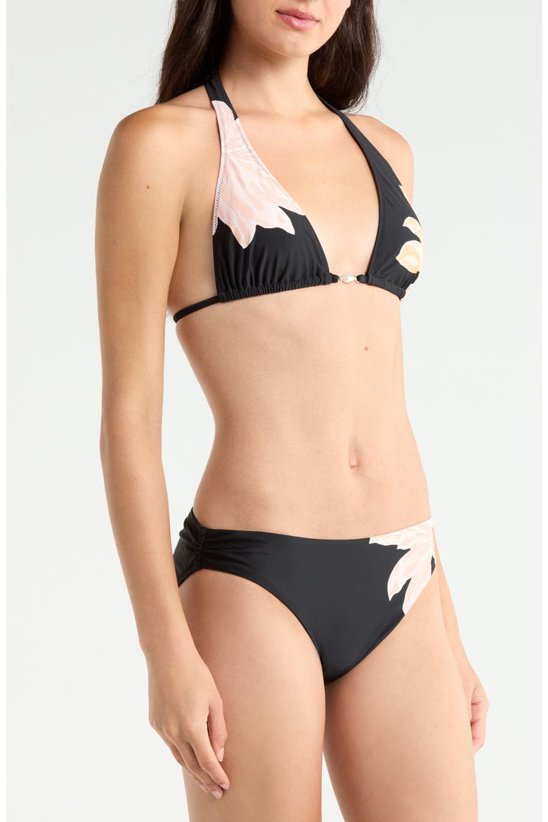 Side Shirred Hipster Bikini Bottoms, Alternate, color, BLACK