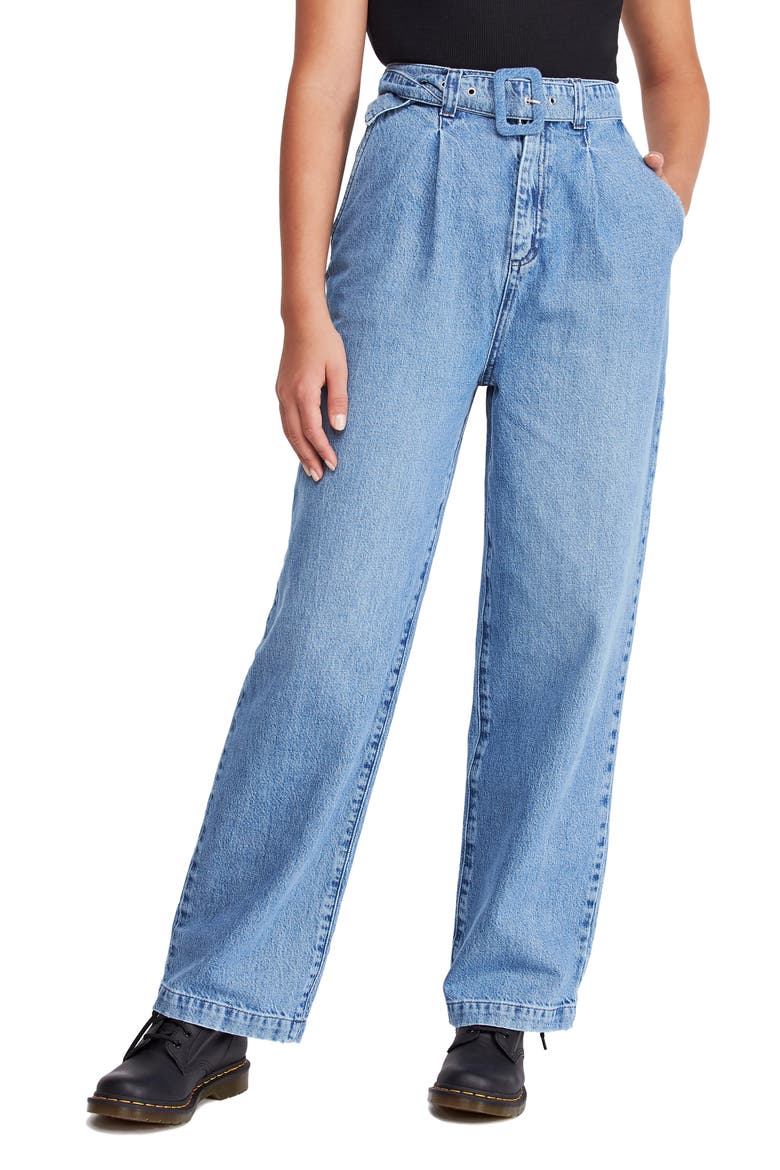 '80s Acid Wash HIgh Waist Mom Jeans, Main, color, DARK DENIM