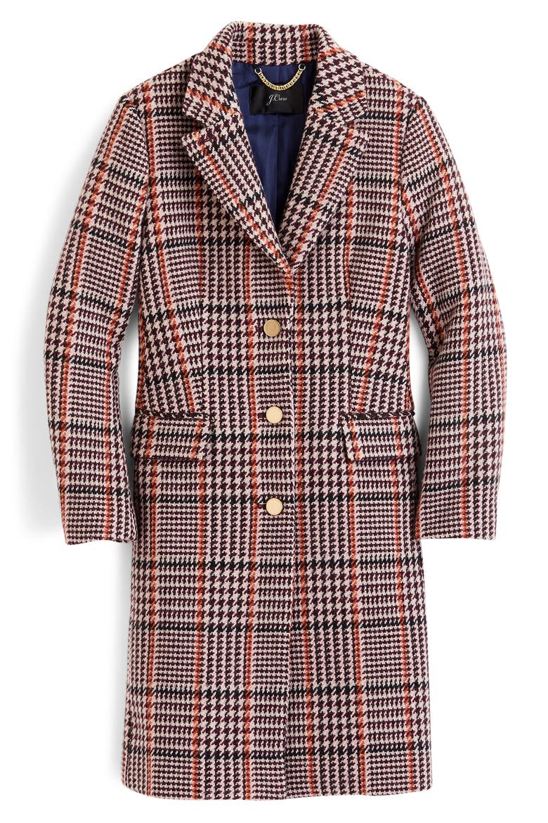 Plaid Single Breasted Topcoat, Alternate, color, CABERNET PLAID