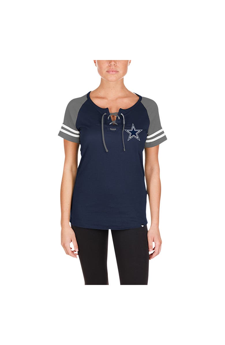 New Era Women's New Era Navy Dallas Cowboys Lace-Up Raglan T-Shirt, Main, color, Navy