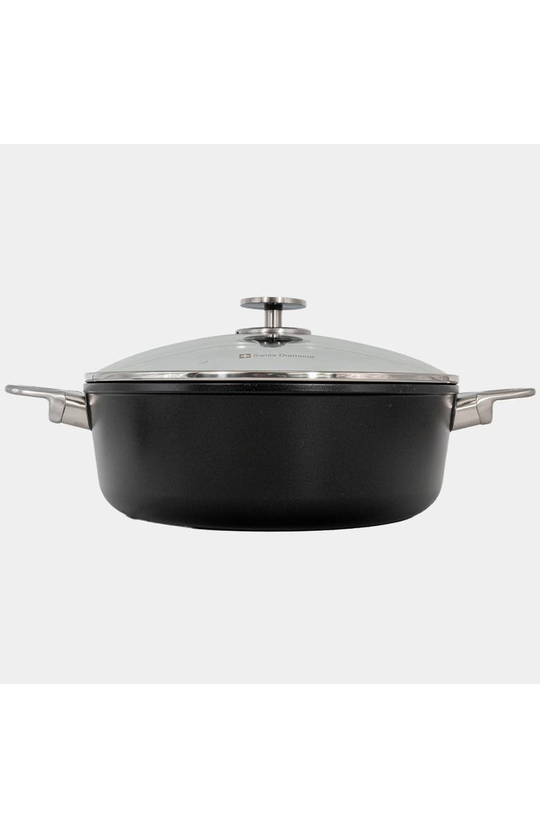 Swiss Diamond CHD Nonstick Braiser with Glass Lid, 7.2 qt, Alternate, color, Black
