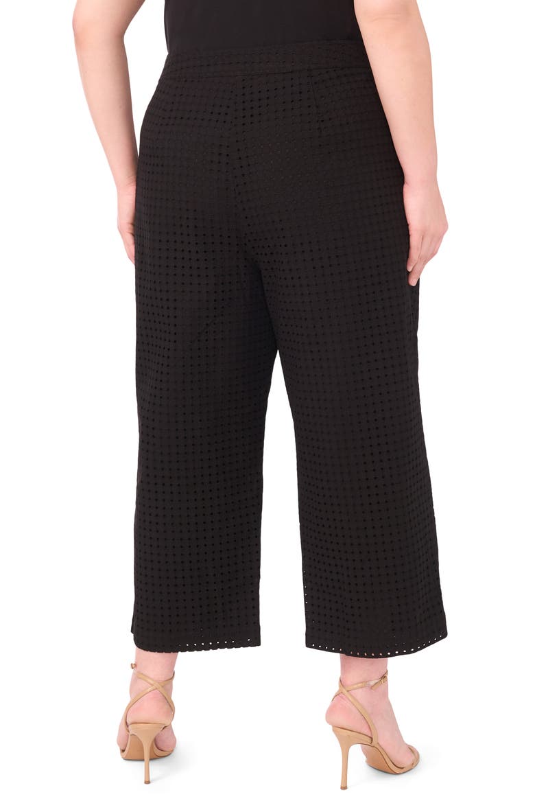 Eyelet Crop Straight Leg Pants, Alternate, color, RICH BLACK
