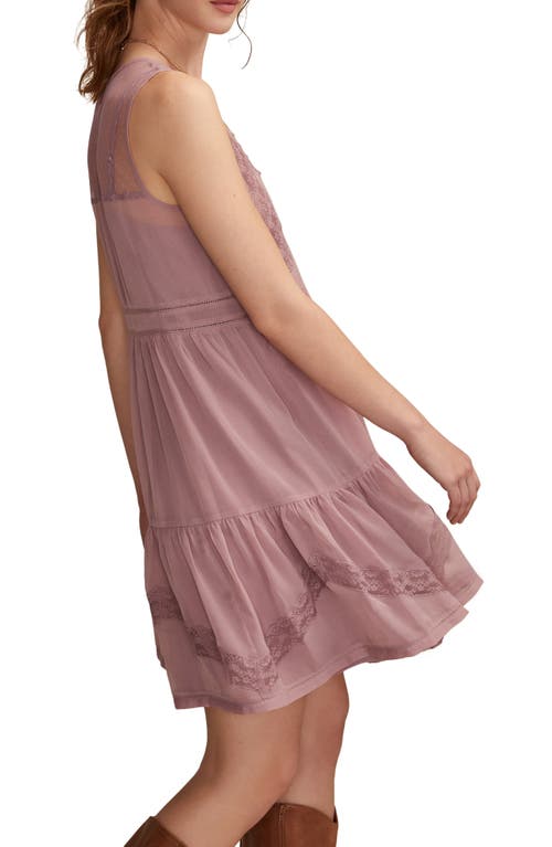 Lucky Brand Illusion Lace Detail Minidress In Pink