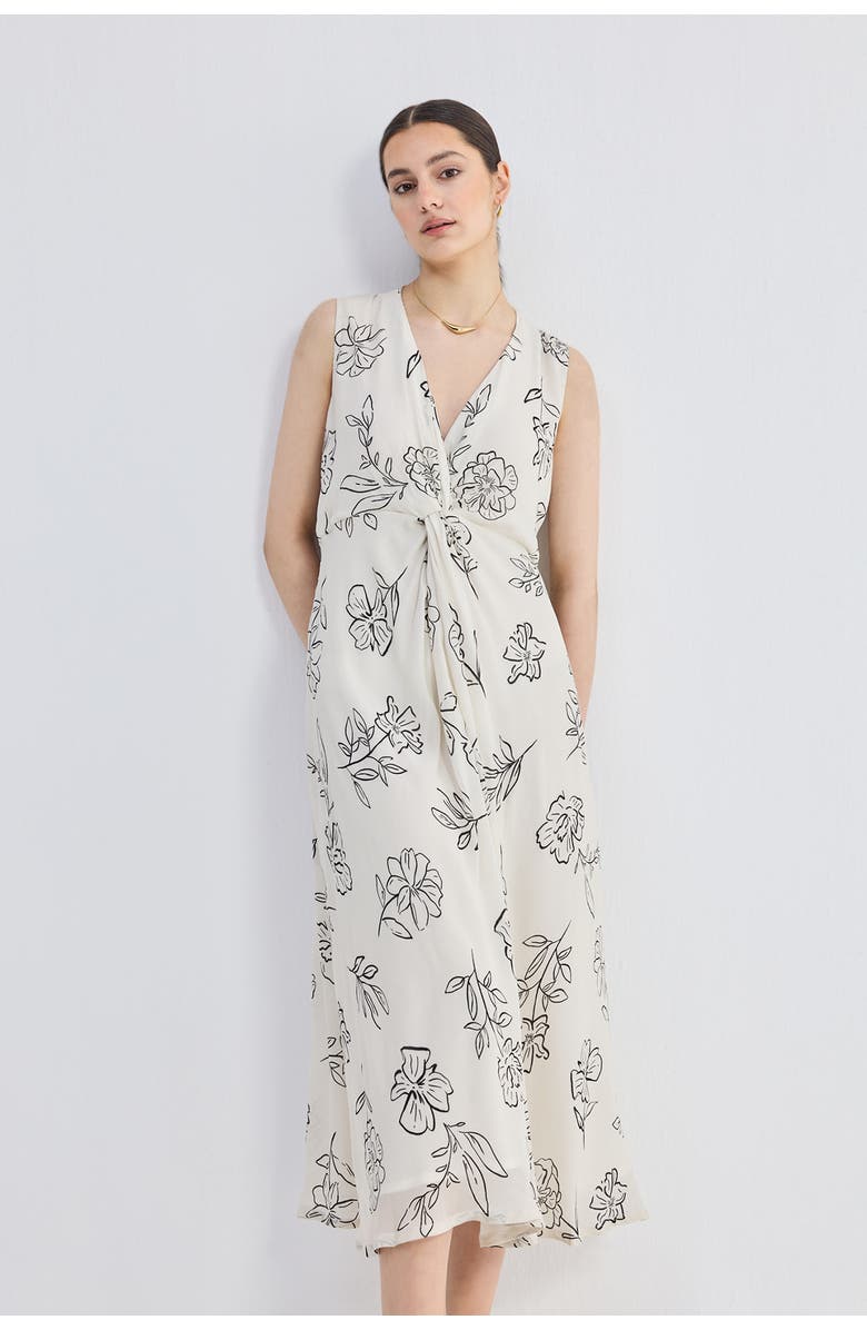 Reistor Front Twist Maxi Dress in Florals, Alternate, color, Black Florals
