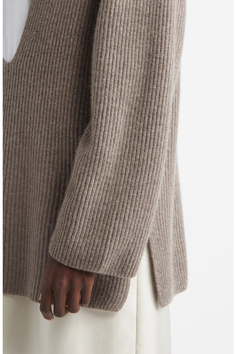 Gabe Dropped U-Neck Cashmere Sweater, Alternate, color, ASHES MELANGE
