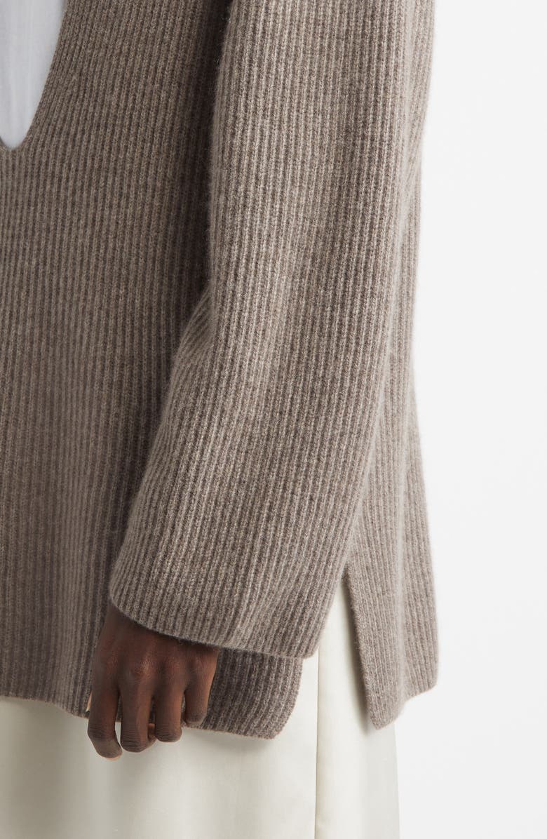 LOULOU DE SAISON Gabe Dropped U-Neck Cashmere Sweater, Alternate, color, Ashes Melange