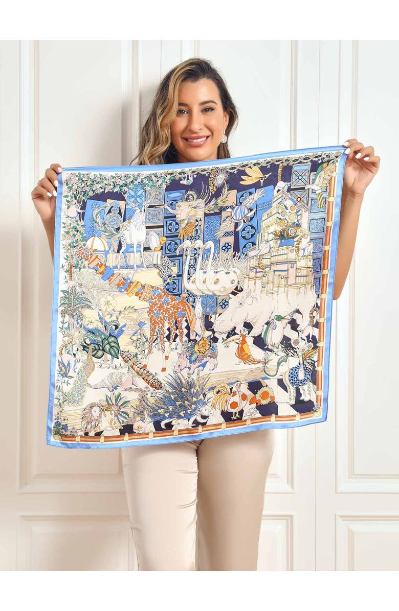 Pure Silk Scenery Pattern Square Scarf