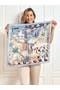 Pure Silk Scenery Pattern Square Scarf