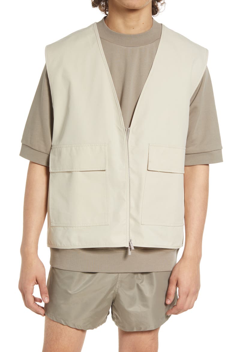 Cotton Blend Work Vest, Main, color, WHEAT