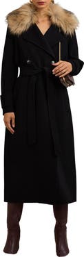 Reiss Atelier Jolene Wool Coat with Removable Faux Fur Collar