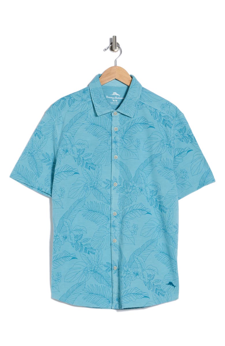 Tommy Bahama Floral Short Sleeve Button-Up Shirt, Alternate, color, Milky Blue