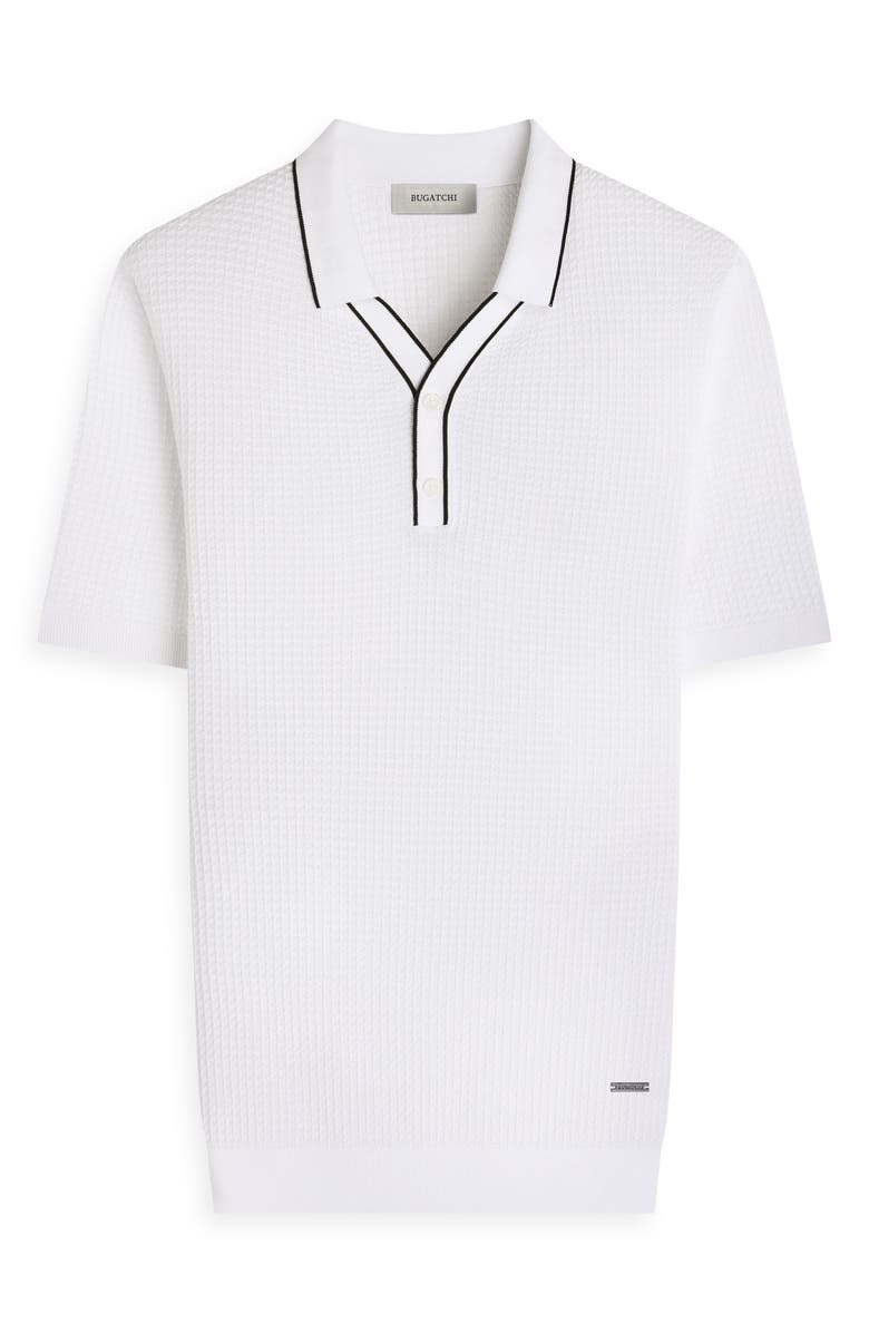 Bugatchi Waffle Stitch Polo Sweater, Alternate, color, White
