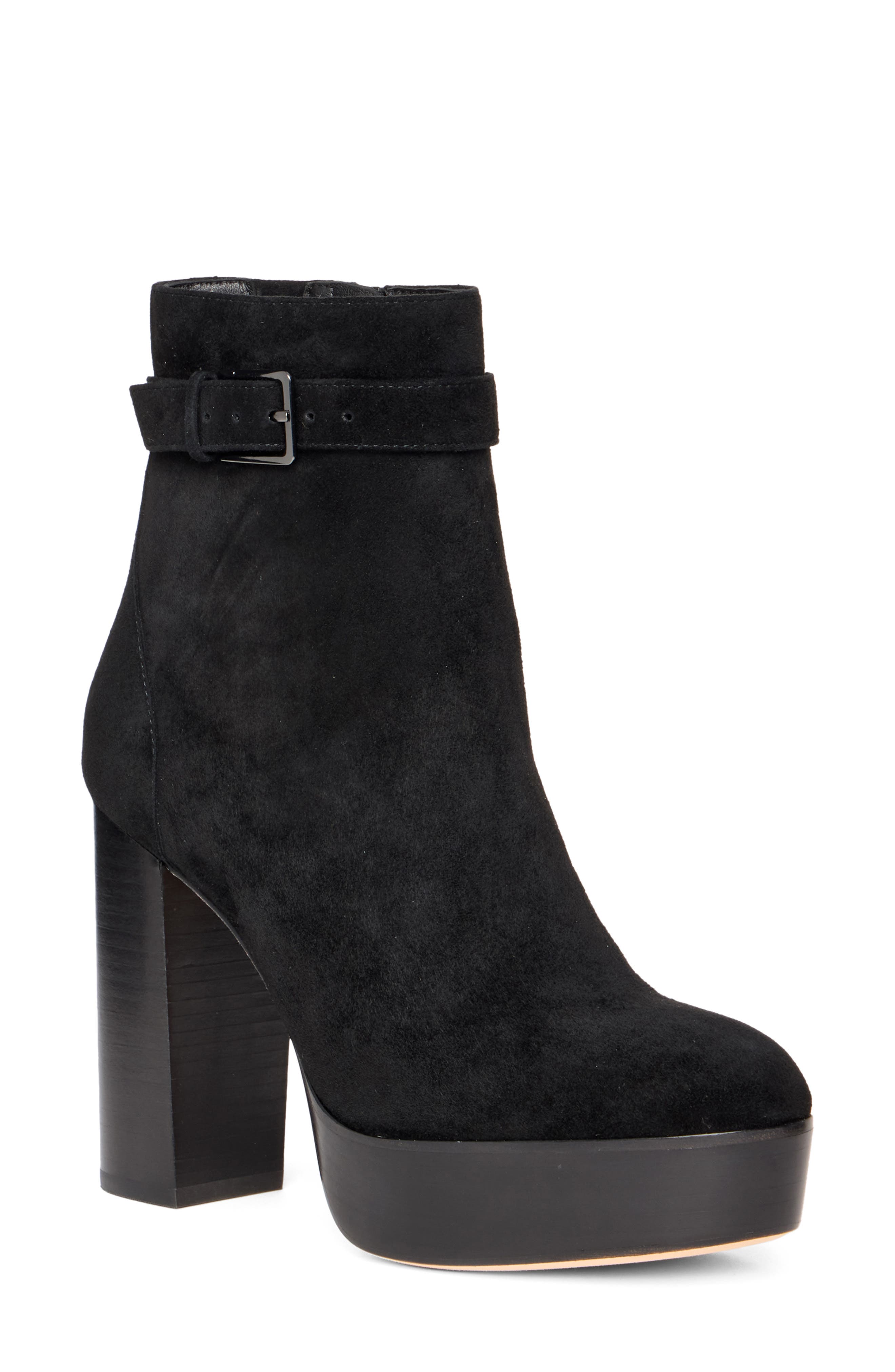 Maris Leather Platform Bootie, Main, color, BLACK