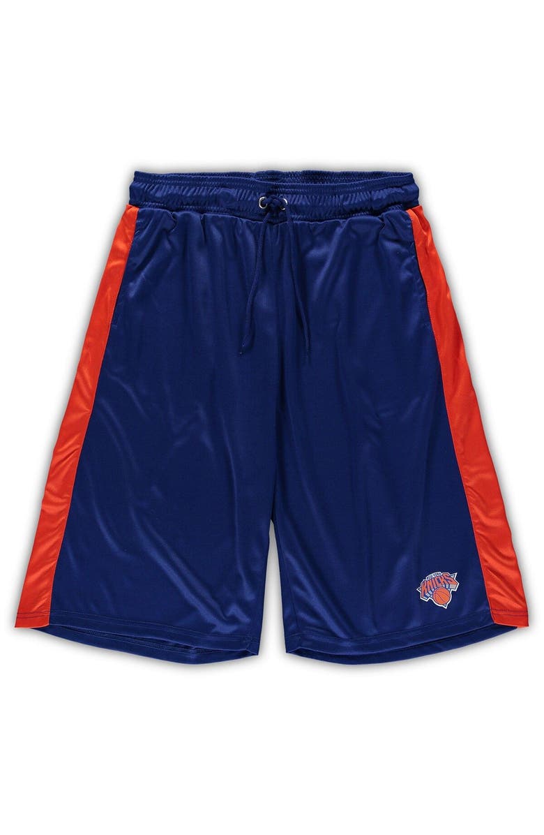 FANATICS Men's Fanatics Branded Blue/Orange New York Knicks Big & Tall Performance Shorts, Main, color, 