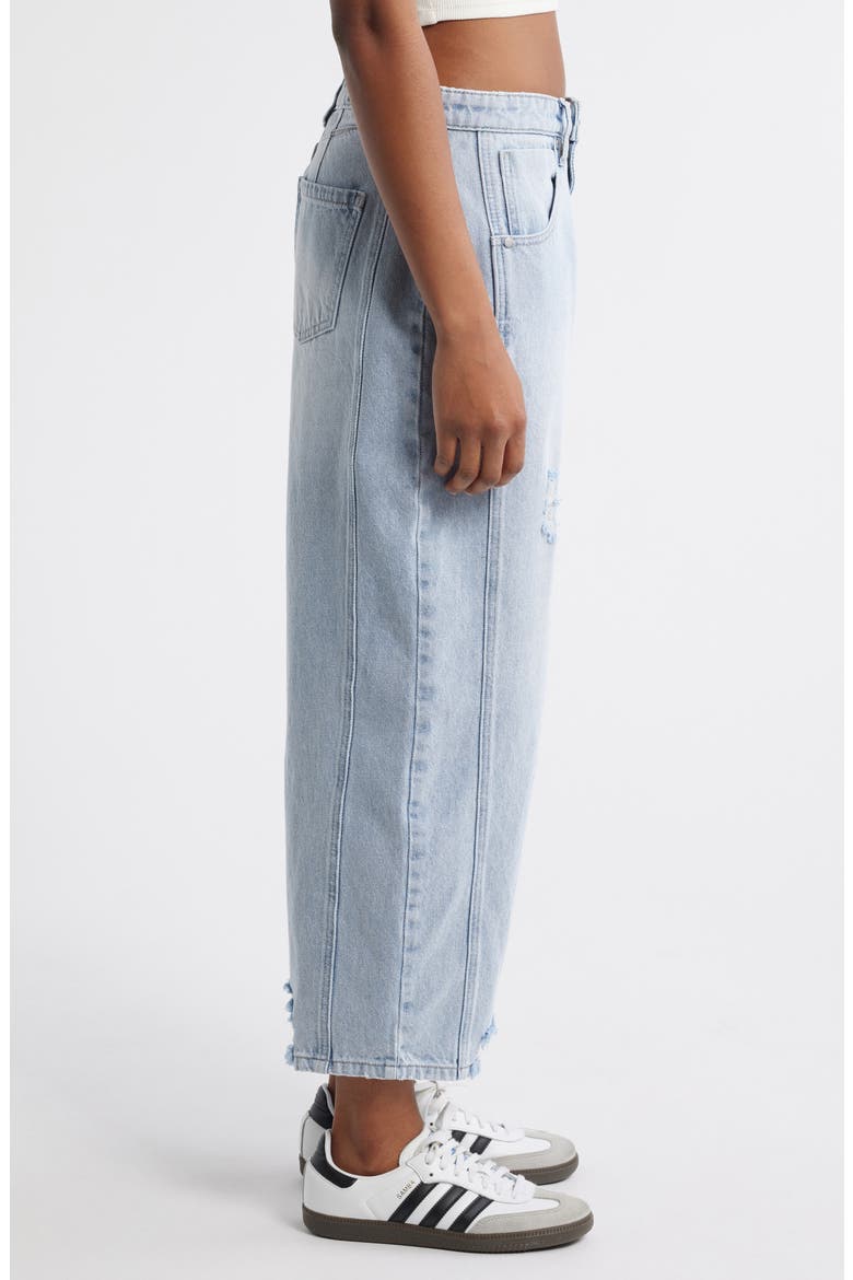 Low Loose Distressed Barrel Leg Jeans, Alternate, color, INDIGO