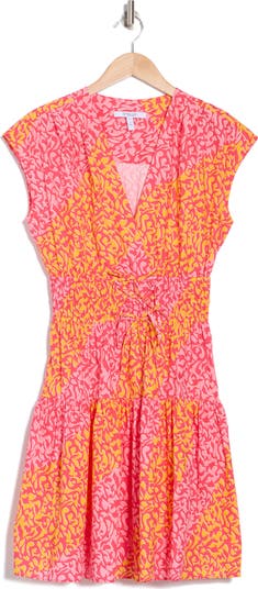 Tora Floral Print Shirred Dress