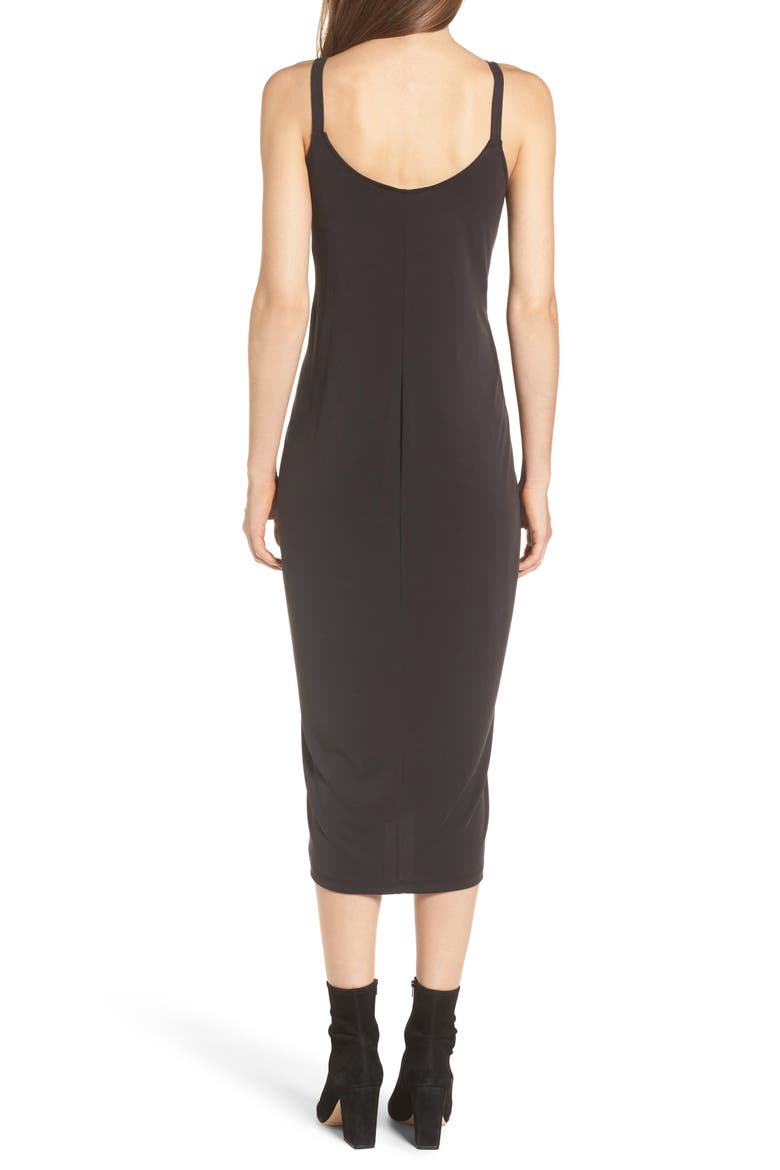 Knotted Midi Dress, Alternate, color, BLACK