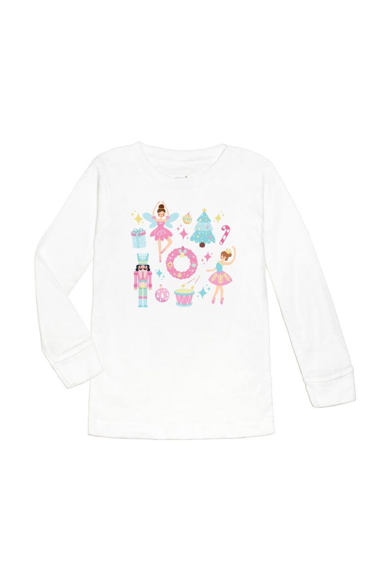 Sweet Wink Nutcracker Doodle Christmas Long Sleeve Shirt, Main, color, White