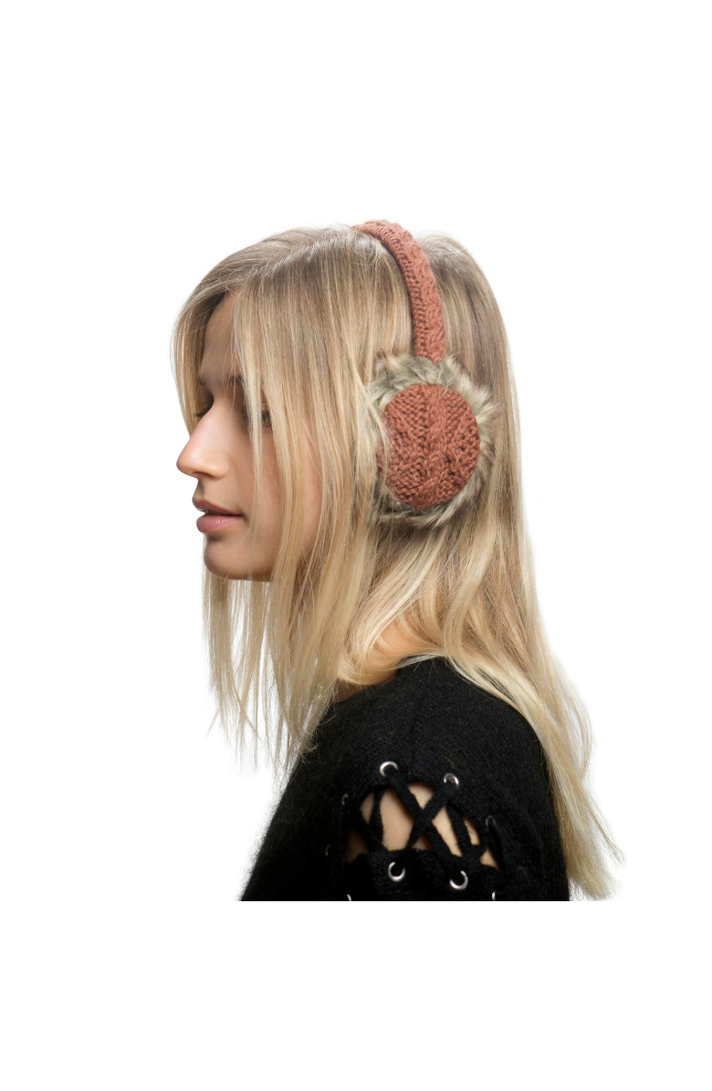 Nirvanna Designs Cable Knit Adjustable Earmuffs With Faux Fur, Alternate, color, Black