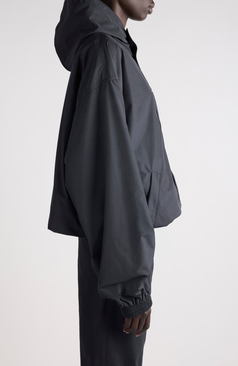 Balenciaga Logo Hooded Windbreaker Jacket, Alternate, color, 1000 Black