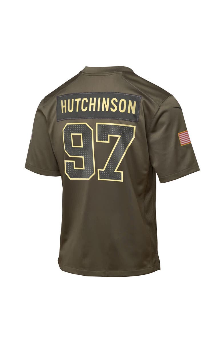Nike Youth Nike Aidan Hutchinson Olive Detroit Lions 2025 Salute to Service Game Jersey, Alternate, color, Olive