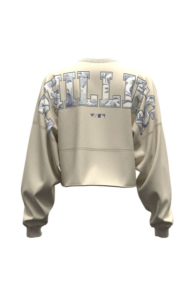 Women's Fanatics  Light Beige Philadelphia Phillies Spirit Floral Script Cropped Long-Sleeve T-Shirt, Alternate, color, Light Beige