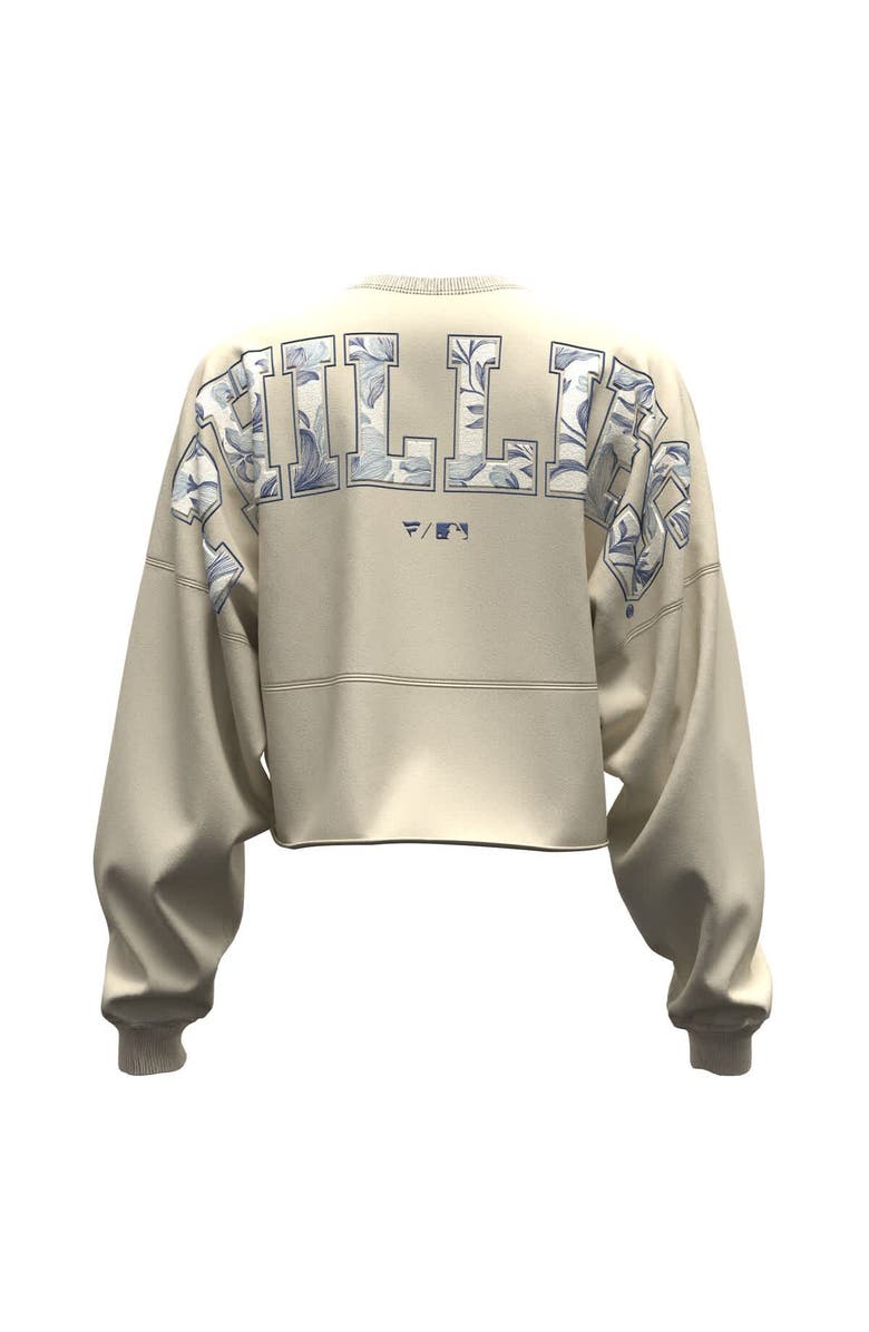 FANATICS Women's Fanatics  Light Beige Philadelphia Phillies Spirit Floral Script Cropped Long-Sleeve T-Shirt, Alternate, color, Light Beige