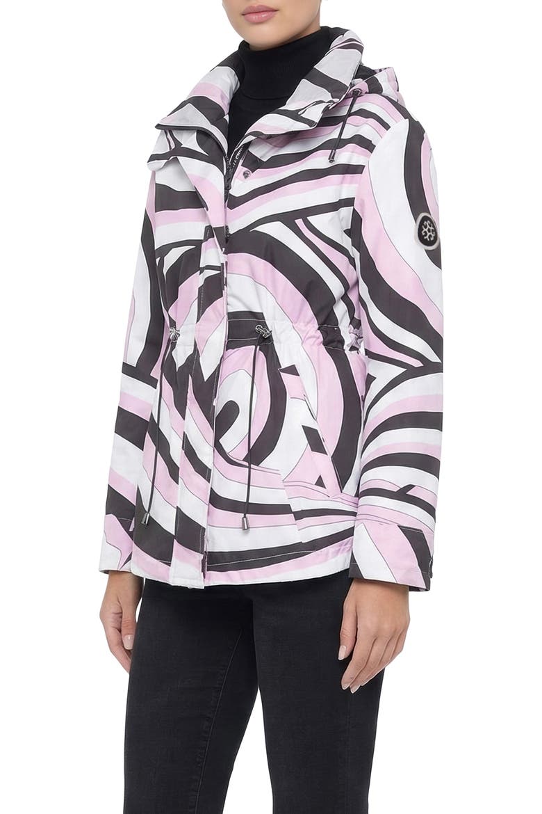 Lightweight Printed Jacket, Concealed Hood, Alternate, color, PINK SWIRL