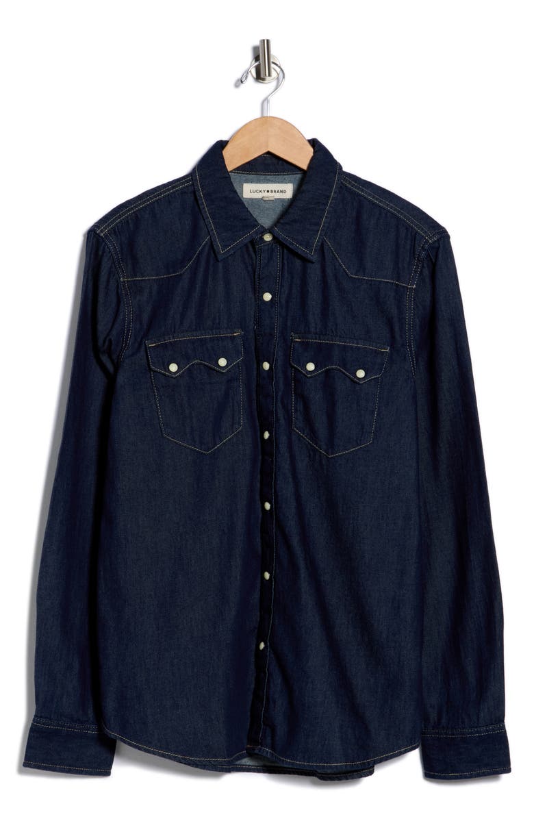 Lucky Brand Western Snap-Up Chambray Shirt, Alternate, color, Scotforth