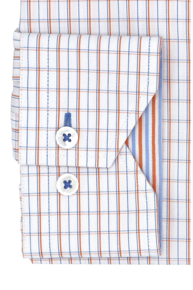 Trim Fit Plaid Cotton Oxford Cloth Dress Shirt, Alternate, color, WHITE/ ORANGE/ BLUE