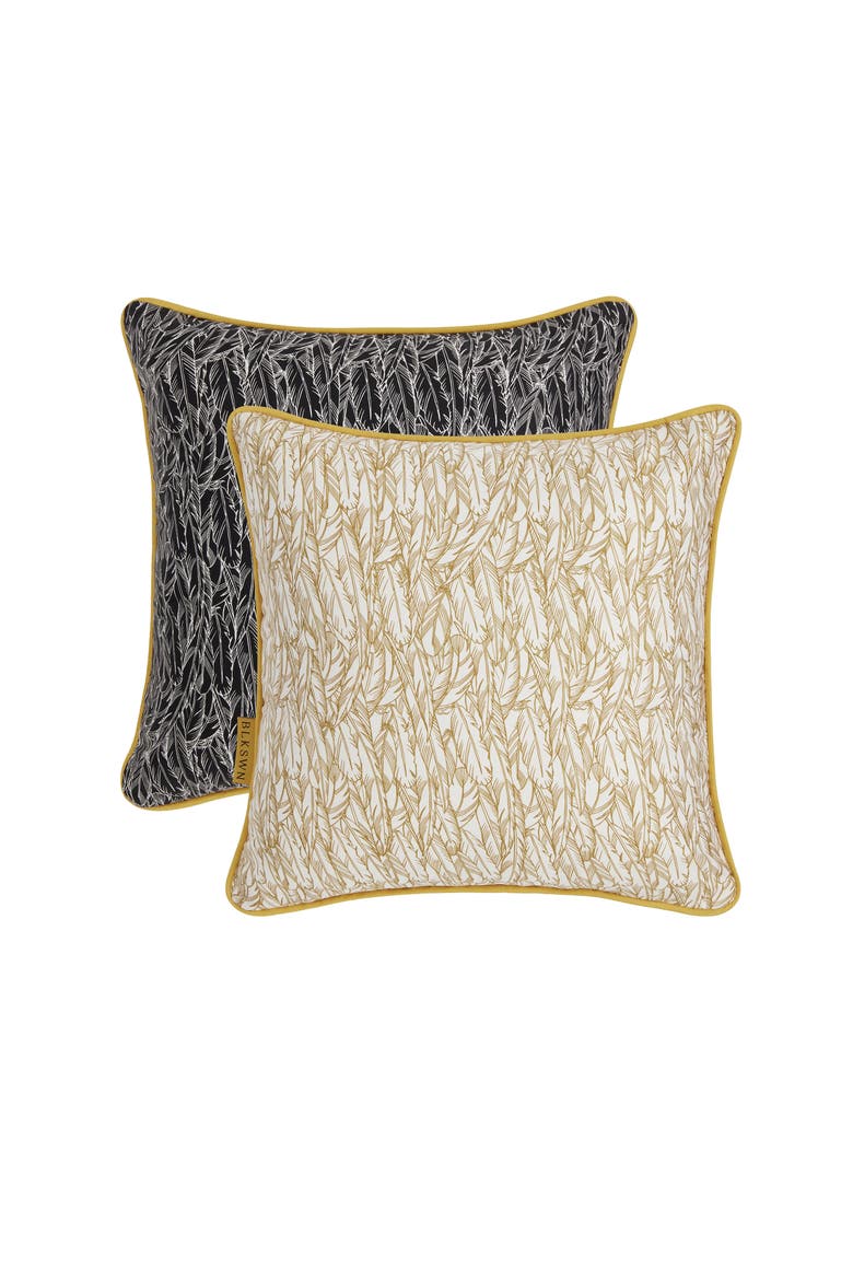 Feathers Decorative Cushion, Main, color, Gold & Black