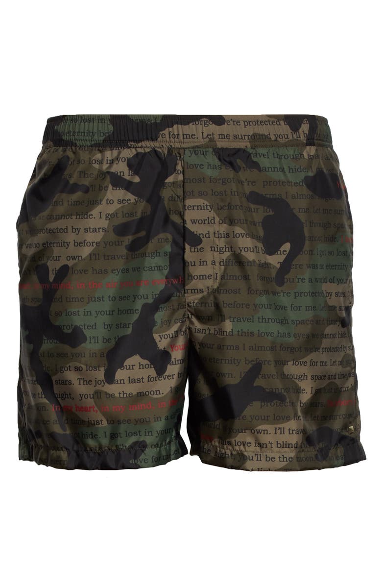 Valentino Layered Camo Print Swim Trucks, Alternate, color, 