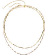 Adornia Set of 2 Tennis & Paper Clip Necklaces