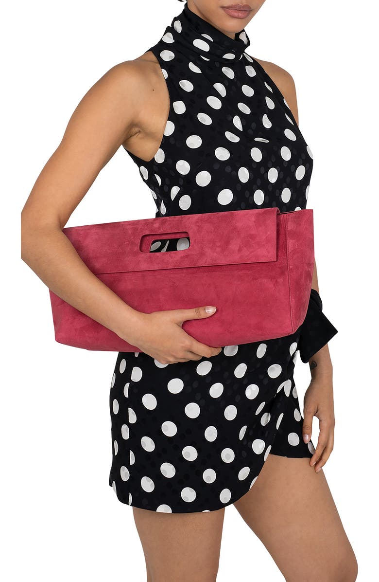 Jeffrey Campbell Toolbox Leather Clutch, Alternate, color, Deep Rose Suede