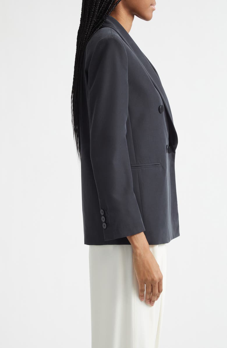 Emporio Armani Relaxed Fit Double Breasted Cupro Blazer, Alternate, color, Solid Black